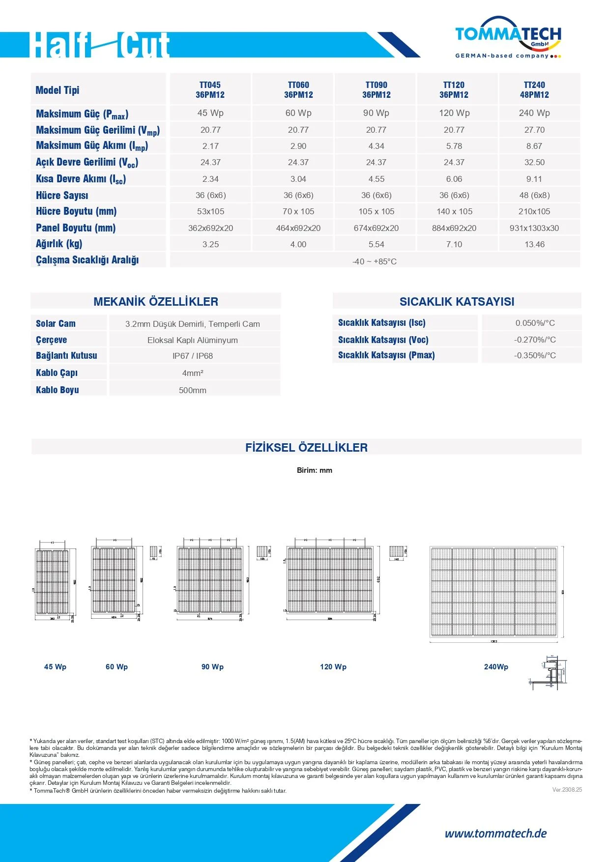 Tommatech 240Wp Bifacial 48PMB12 Güneş Paneli - Görsel 3