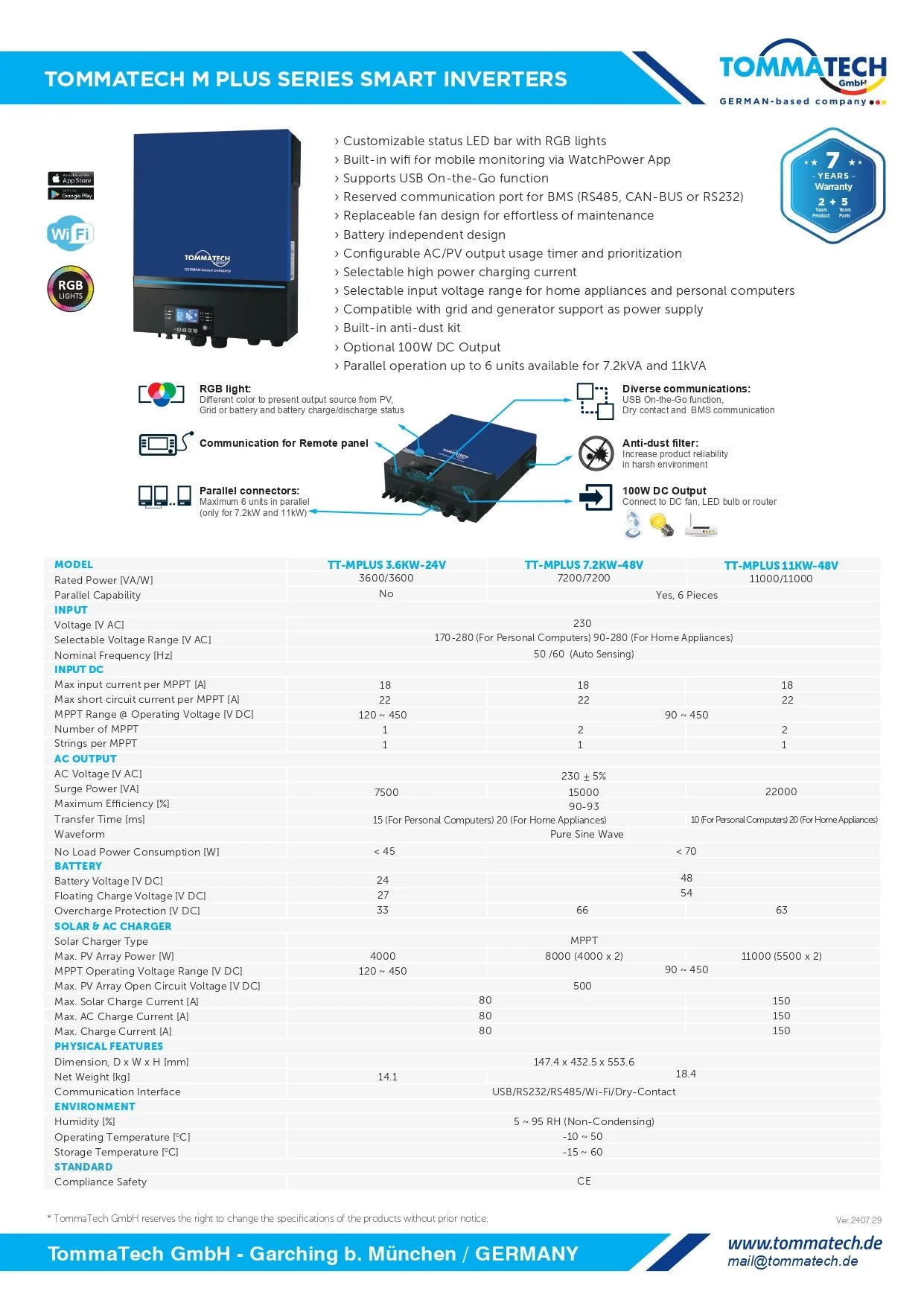 Tommatech Mplus 7.2k 48v Mppt 1faz Akıllı İnverter Çevirici İnverter - Görsel 2